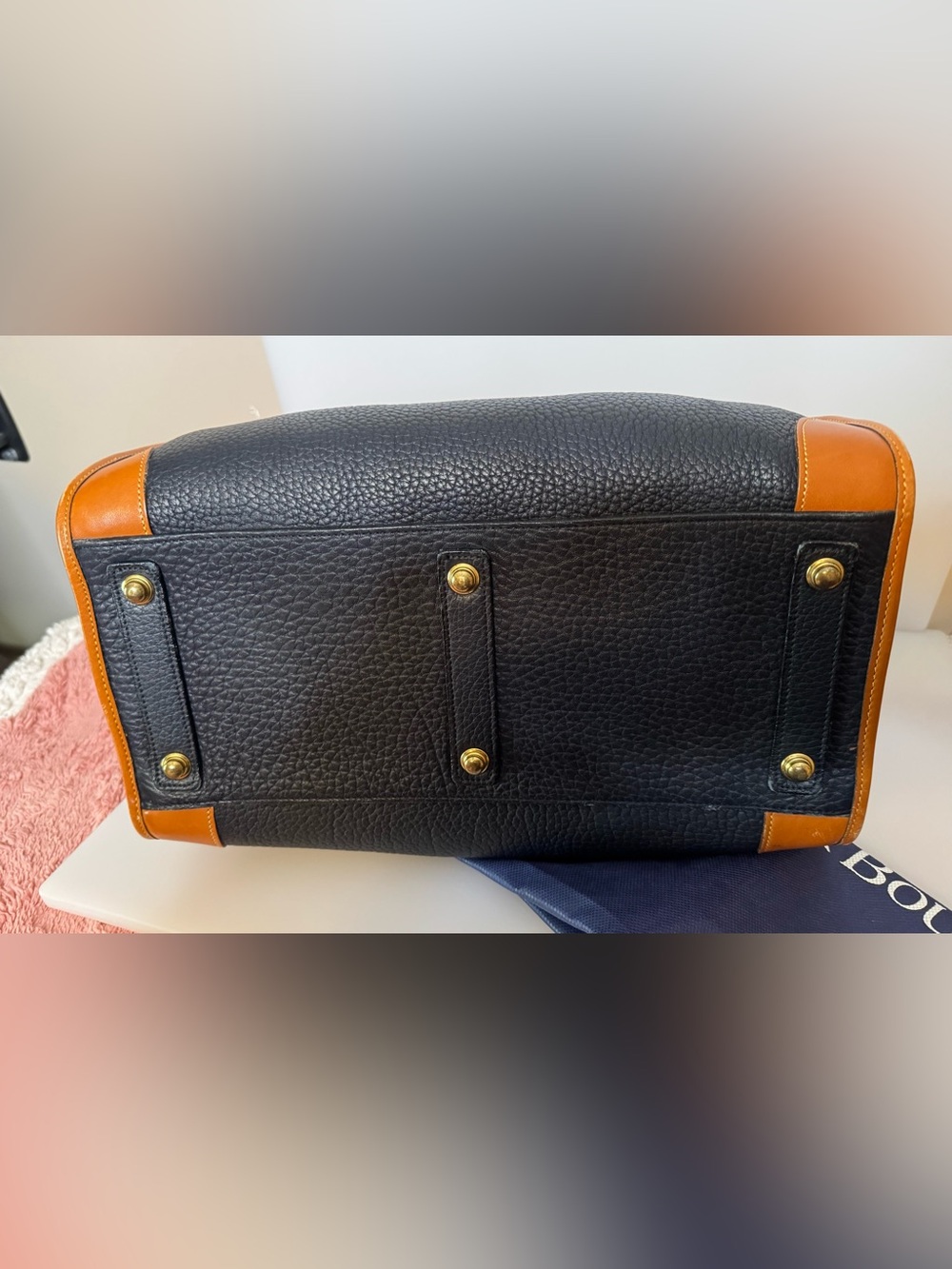 Vintage Dooney & Bourke AWL Made in USA Navy Gladstone Satchel With Lock/Keys - Picture 3 of 15